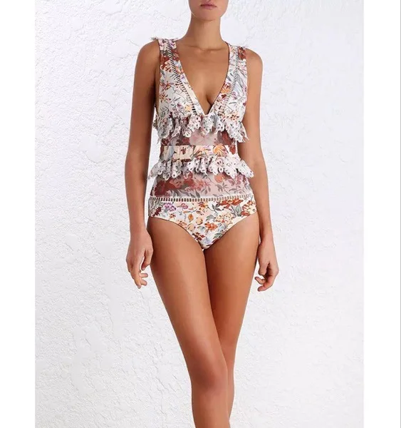 

One-Piece Embroidery Flower Bikini Swimsuit Fashion Elegant Figure Flattering Women's Swimsuit