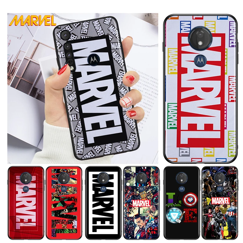 

Marvel logo cool for Motorola G9 G8 G E7 E6 One Play Marco Hyper Fusion Stylus Power Edge Plus Black Phone Case