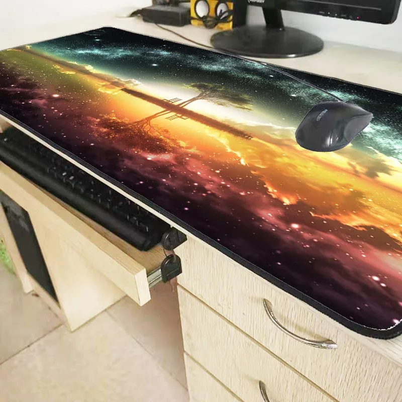 Остров декорации 600x300 900x400 большой игровой коврик для мыши черный Блокировка края
