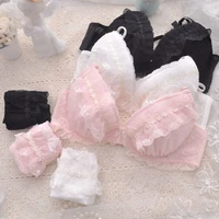 japanese milk silk bra panties set sweet small fresh deep v neck soft sister underwear embroidery intimates set kawaii lolita