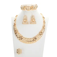 2021 hot selling brazil gold luxury copper bridal jewelry set italian necklace bracelet earring ring four jewelry sets