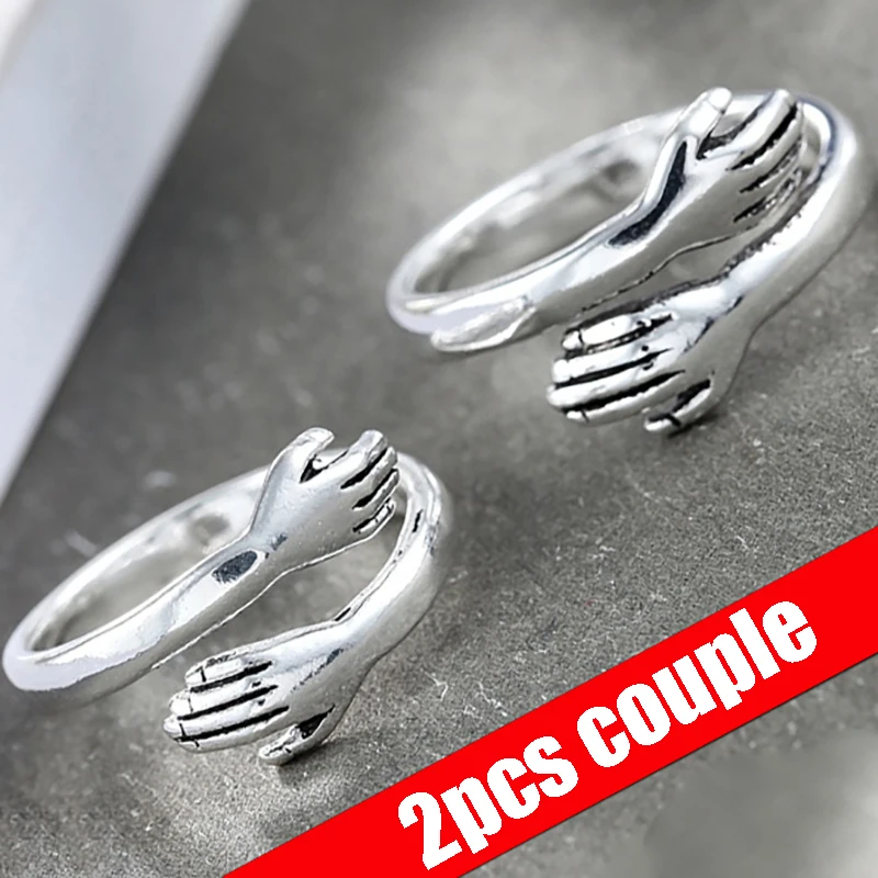 

Couple Ring Valentine Gift Unisex Love Hug Open Ring Silver Sinple Rings Letter Finger Ring Unisex Adjustable Size Jewelry Gift