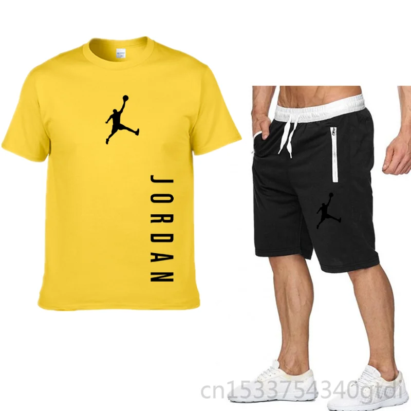

2021 popular new cotton men's T-shirt + Sports Shorts Set jordan-23 summer high quality cotton T-shirt sports running set-6
