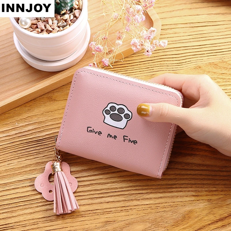 Кошелек женский с кисточками короткий бумажник большой вместимости на молнии