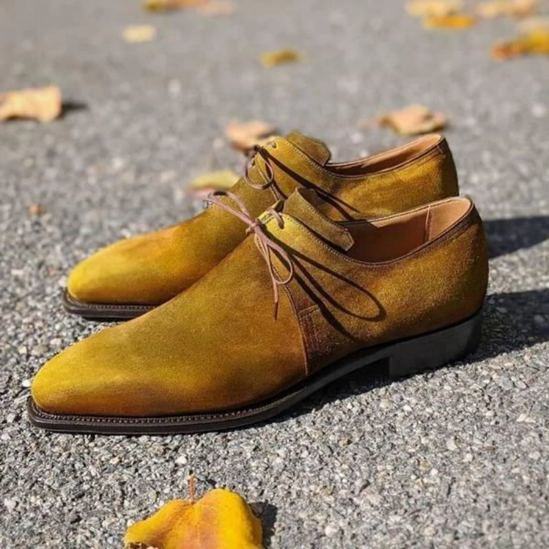 

Professional Men Fashion Spring and Autumn Pointed Lace Up Suede Classic Leisure Comfort Trend Business Derby Shoes KH493