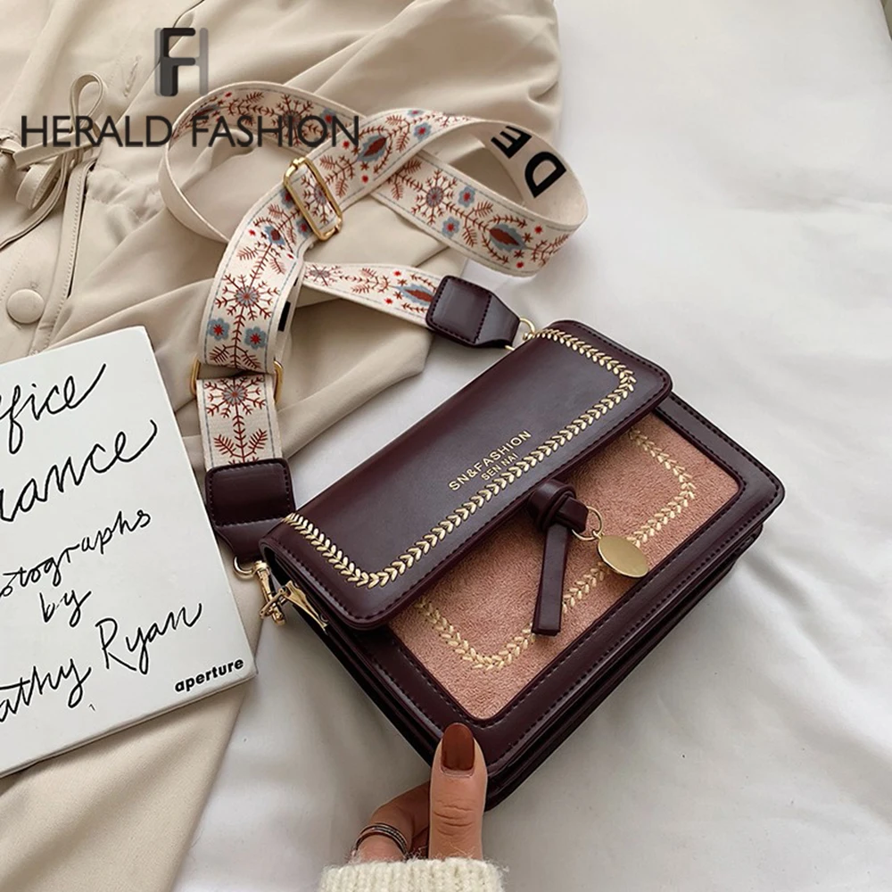 

Женская сумка через плечо, Кожаная мини-сумка с клапаном, контрастных цветов, 2020