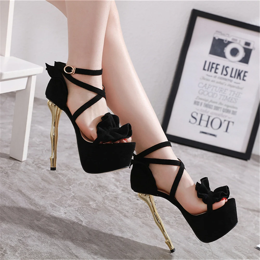 2020 г. Новые летние женские Роскошные замшевые сандалии на высоком каблуке 15 см