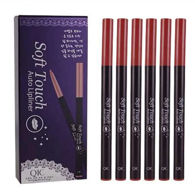 Гладкий 6-цветный яркий карандаш для макияжа губ легко носить долговечный