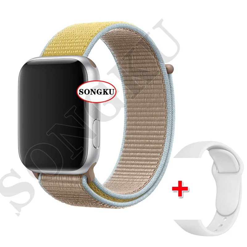 S Nylon Y and White SONGKU IWO 12 часы серии 5 1:1 умные часы 40 мм 44 мм Bluetooth часы для apple iPhone Siri Android телефон цветной ремешок - Цвет: S Nylon Y and White