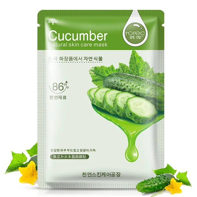 Skin Care Natural Fruit Plant Facial Mask Moisturizing Oil-Control Blueberry Cucumber Pomegranate Fruit Aloe Sheet Face Mask 5