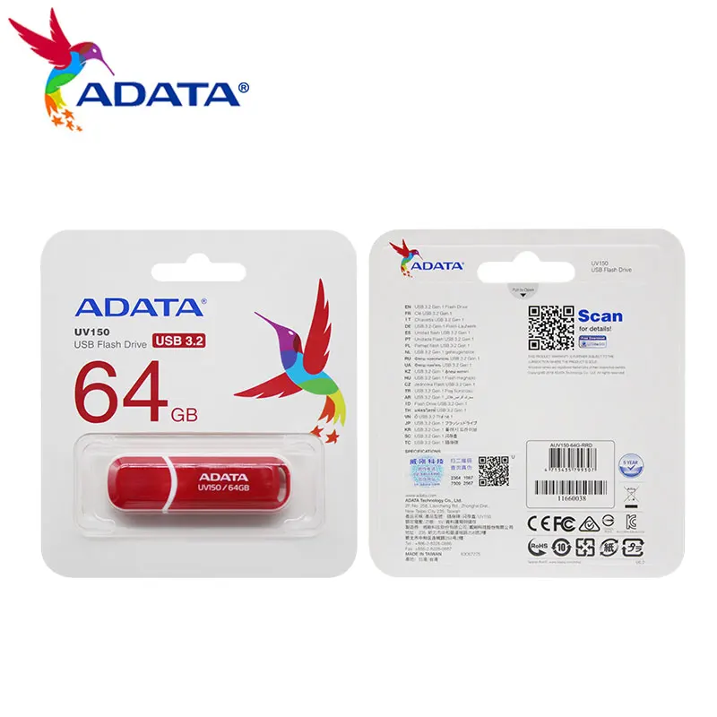 ADATA UV150 USB 3 2 в коробке sub Флеш накопитель 16 Гб оперативной памяти 32 встроенной 64 ГБ
