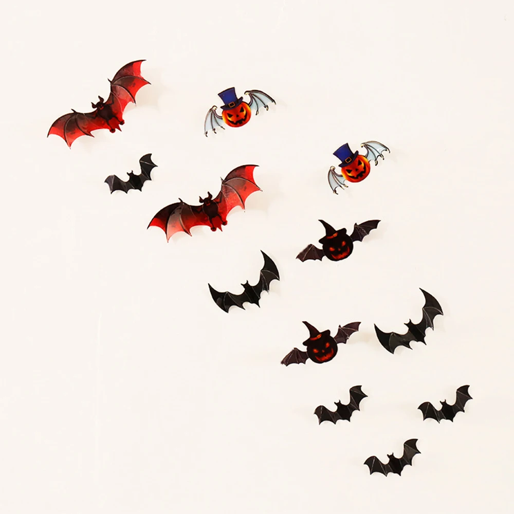 Настенный художественный плакат Хэллоуин орнамент с летучей мышью 3D 12 шт. ПВХ дом