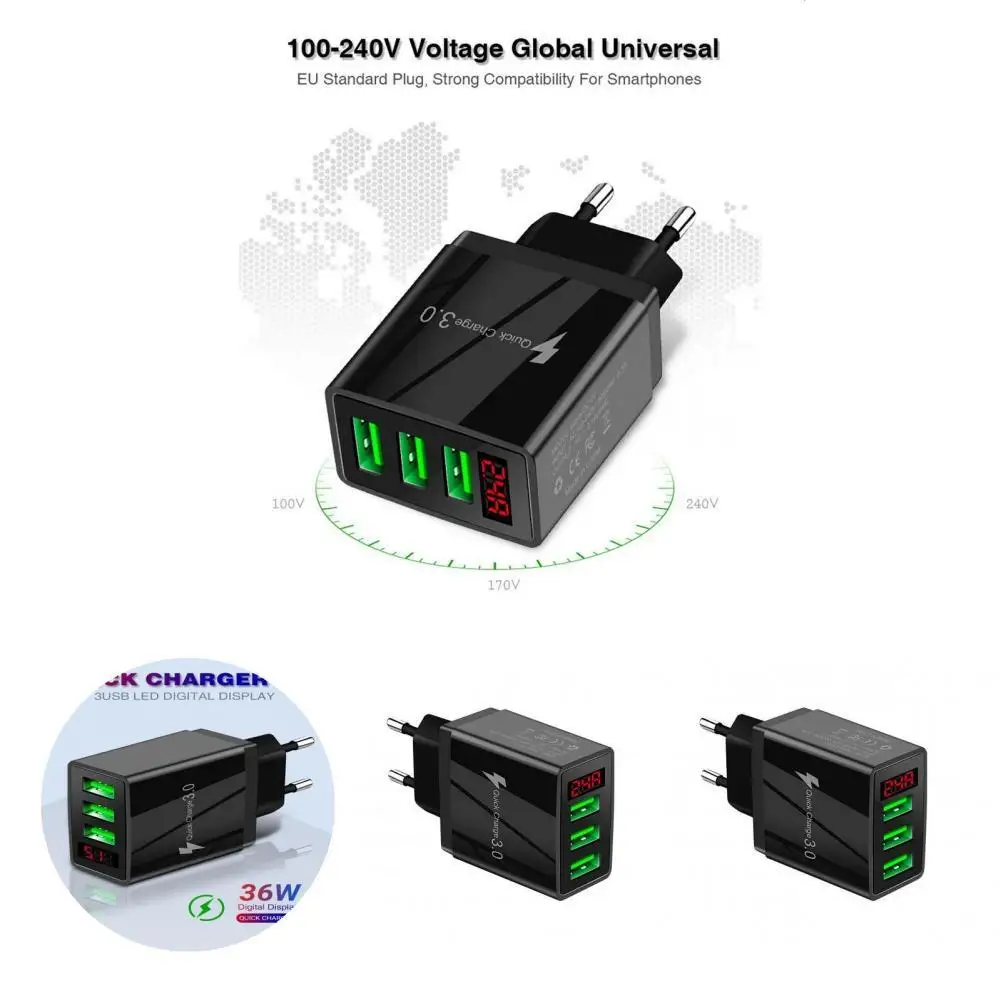 

Экономичное зарядное устройство с 3 USB-портами для мобильного телефона