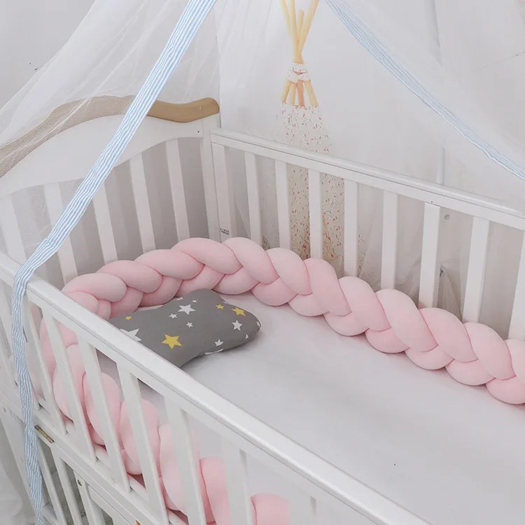 Pink 3M детский бампер кровать плетеная кроватка бамперы для мальчиков девочек Младенческая защита для кроватки бампер Тур де ЛИТ Bebe Tresse декор комнаты - Цвет: Pink