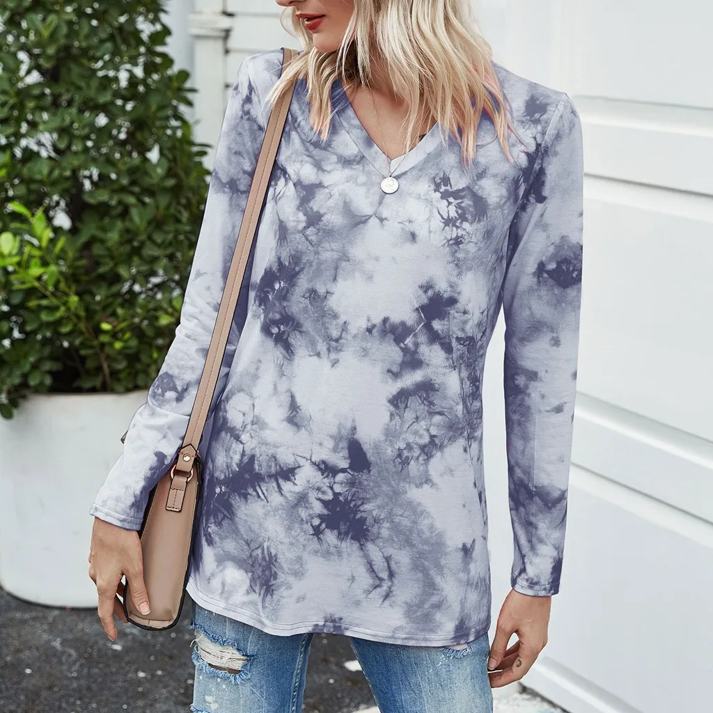 

Fashion Casual Women Gradient Long Sleeve Top T Shirts Clothing Spring Autumn Female T-Shirt Mujeres Top Ropa Mujer Camisas