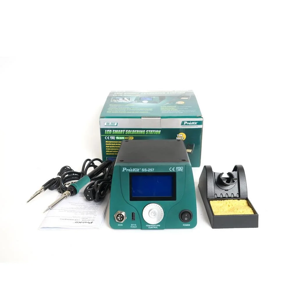 

Pro'sKit Soldering Station SS-257H 75W LCD Digital Intelligent Temperature Control 500 Anti-static Thermostat Iron Welding