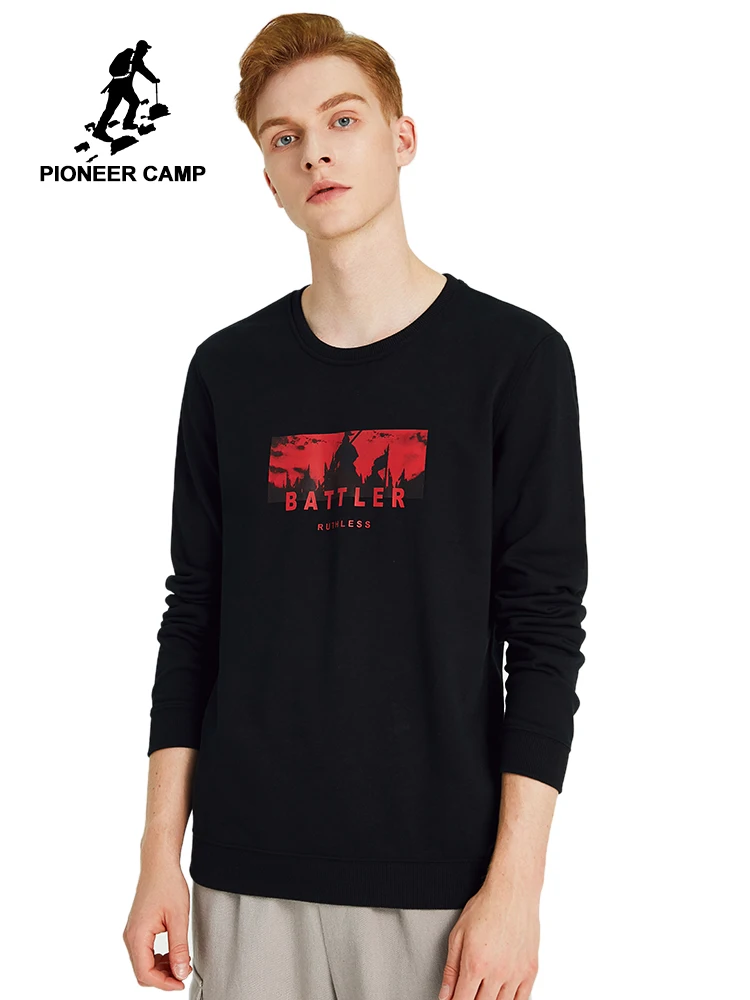 Pioneer Camp Мужские Толстовки черные красные Модные Повседневные свитера с круглым