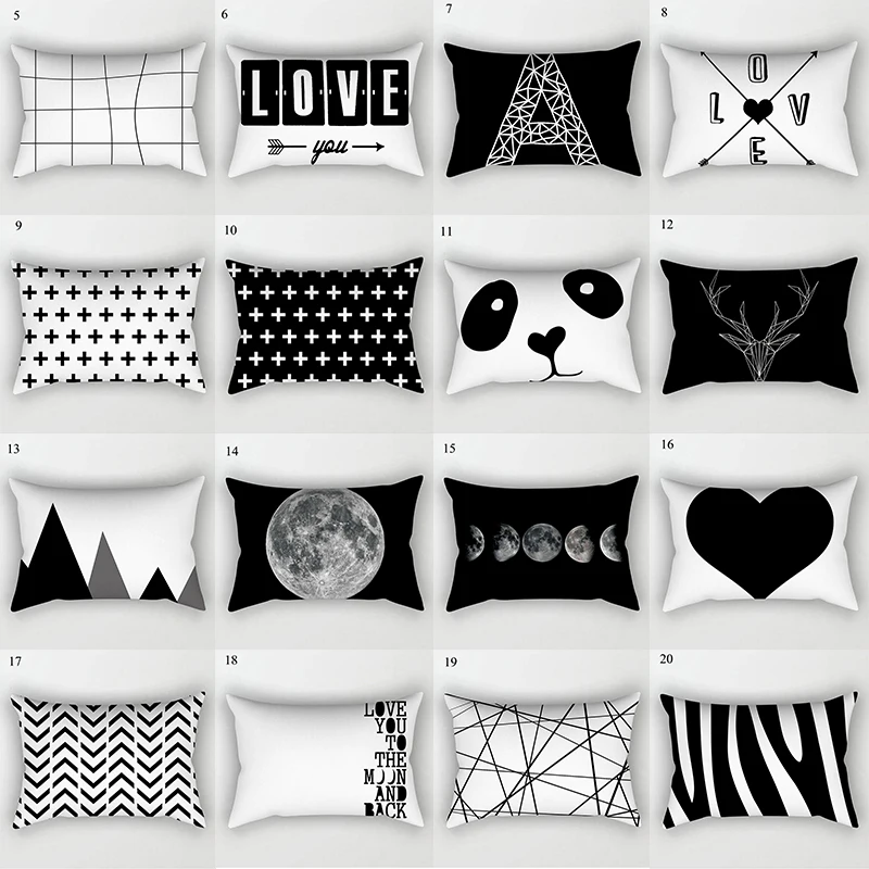 

Black White Geometric Cushion Cover Home Decor Velvet Map Arrow Pillow Cover 30x50cm Decorative Chevron Pillows Case