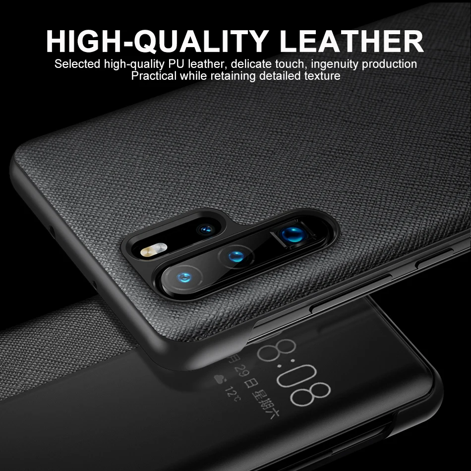 Флип чехол для Huawei P30 Pro Smart Touch прозрачный из искусственной кожи P20 противоударный