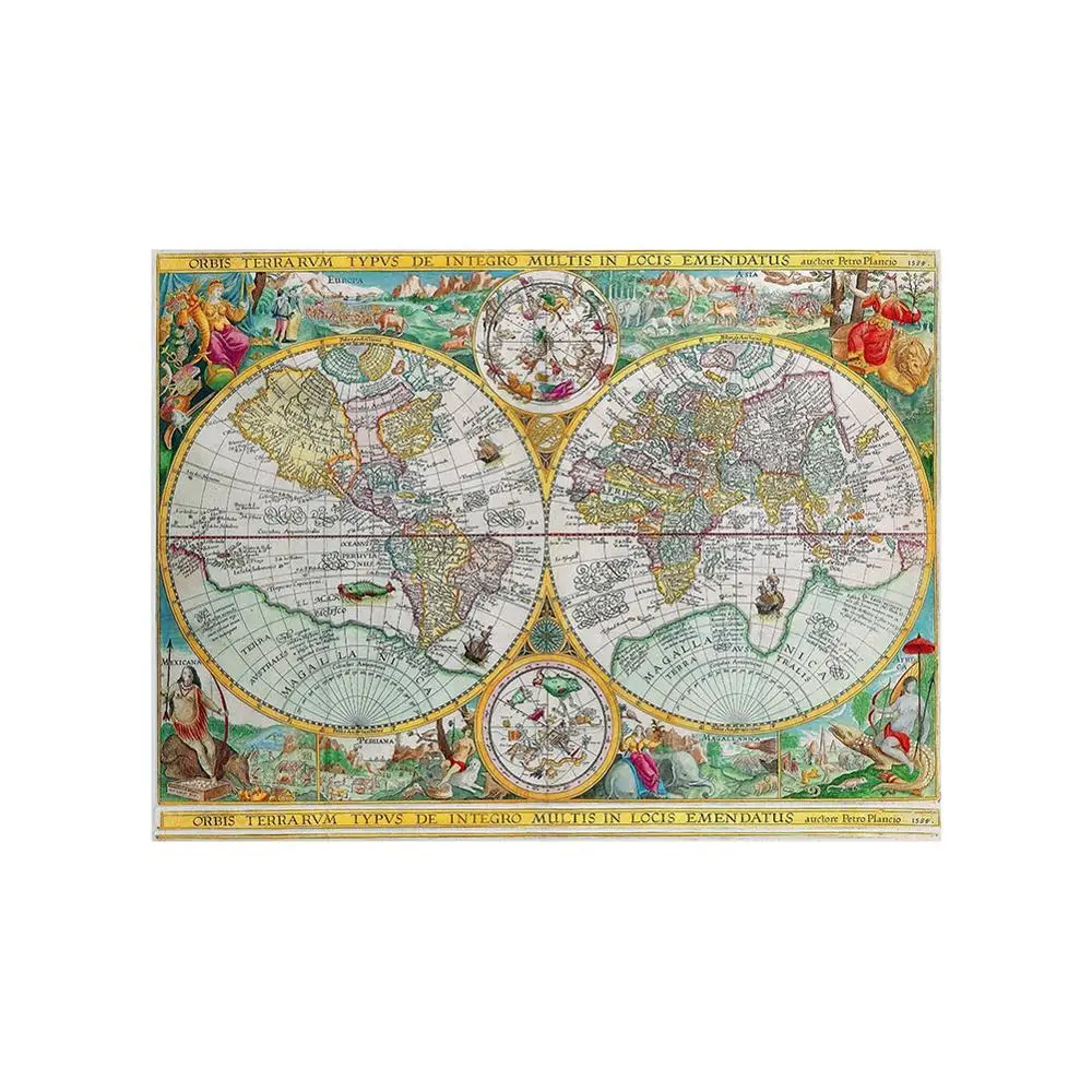 

Orbis Terrarvm Typvs De Integro Multis In Locis Emendatus 1594 Latin Vintage World Map 150x100cm Non-woven Collapsible
