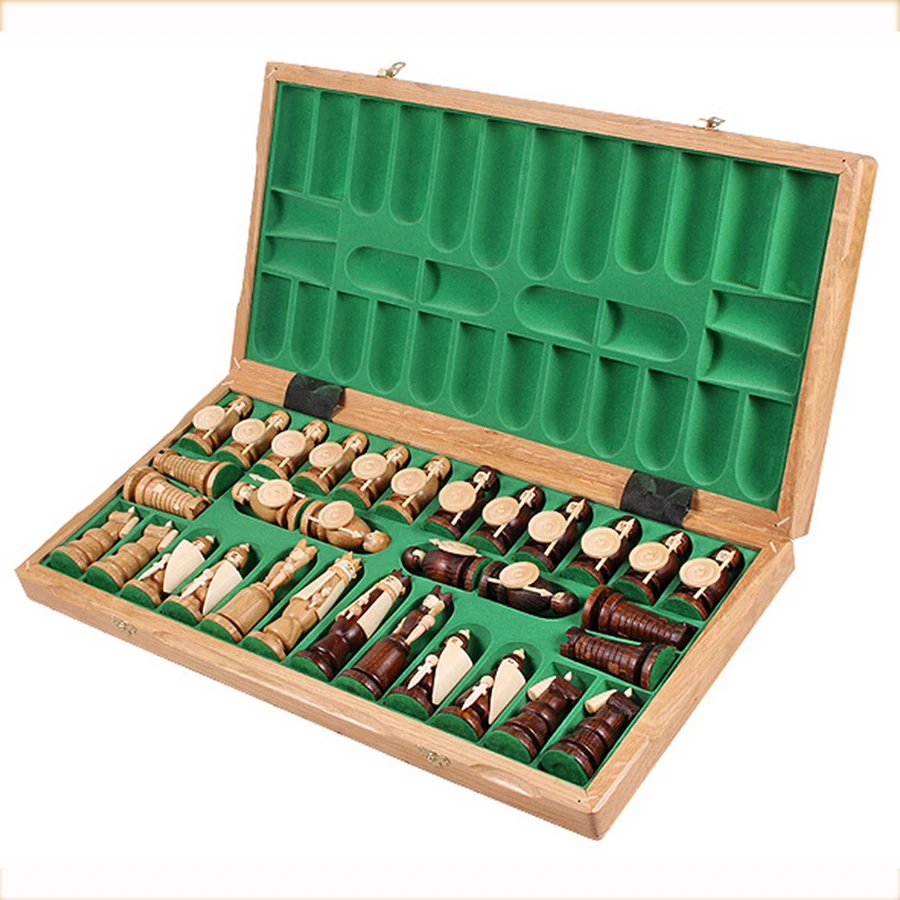 

Складной Шахматный набор античный Забавный дизайн ручной работы деревянные средневековые Мультяшные персонажи дети королевы нарды Семейн...