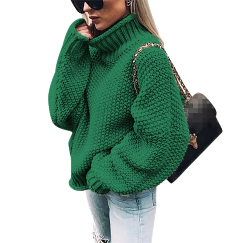 

Winter Fashion Women Solid Turtleneck Sweater Female Long Sleeve Chic Elegant Ladies Jumpers Sweater Oversized Pull Femme