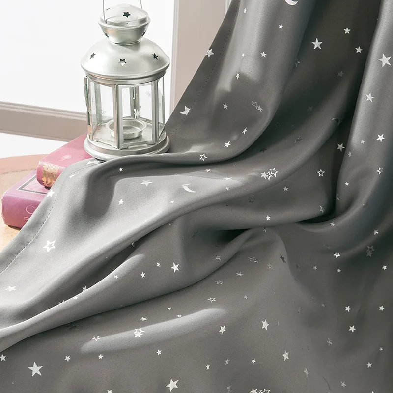 1 шт. принт Звезда Луна Высокая затенение ткань темно серый занавес скандинавский