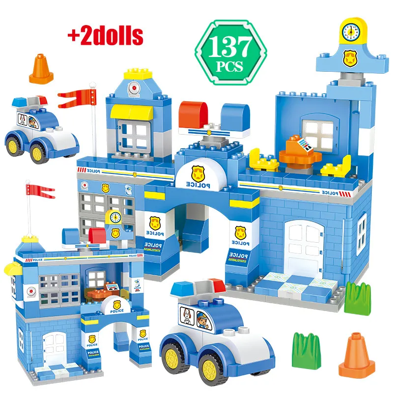 137 шт. Детский конструктор полиция|Блочные конструкторы| |