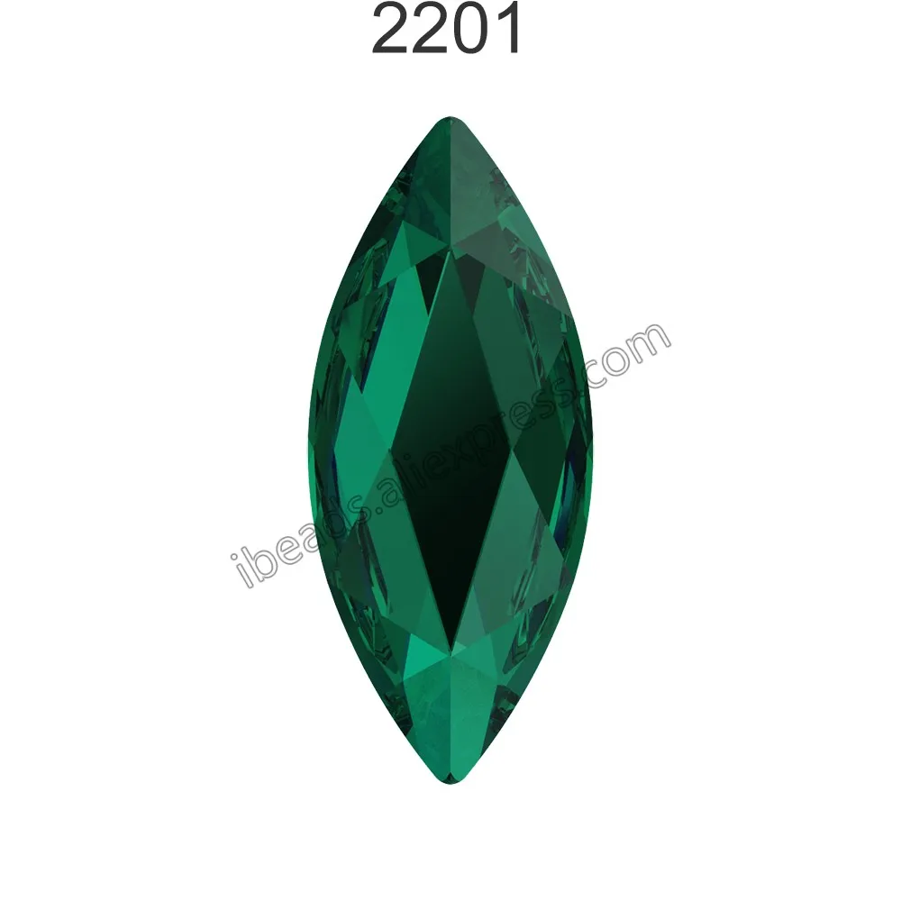 Emerald 205 F Оригинальные стразы Swarovski 2201 Marquise с плоской задней частью без горячей фиксации Стразы для женщин для украшения ногтей - Цвет: Emerald 205 F
