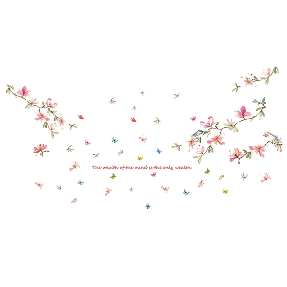 Летающий розовый цветок цветущее дерево наклейка на стену съемный дом гостиная
