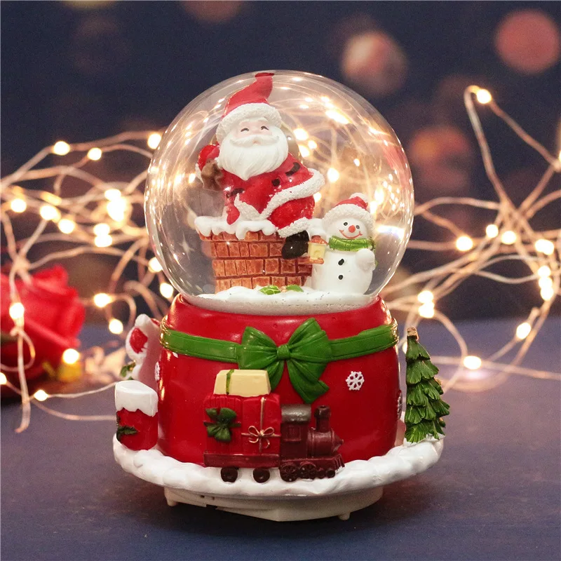 Рождество Снежный шар музыкальная шкатулка Санта Снеговик хрустальный с