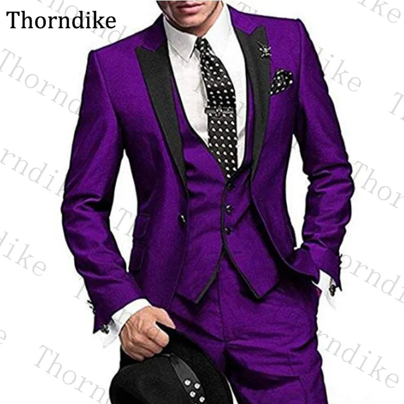 Thorndike итальянский красочный классический фиолетовый смокинг платье для жениха