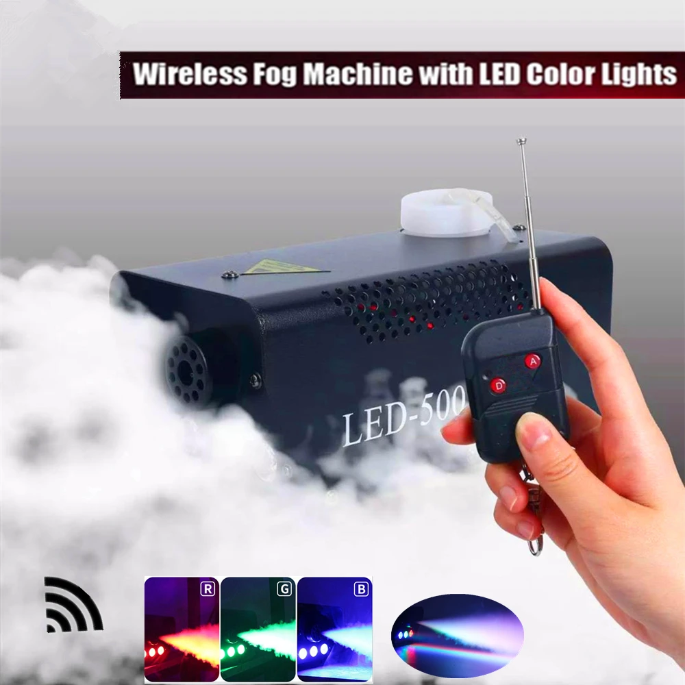 

500W Fog Machine, Wireless Remote Control Smoke Machine With LED Lights For Wedding Party Disco DJ Effect Stage Fogger Ejector