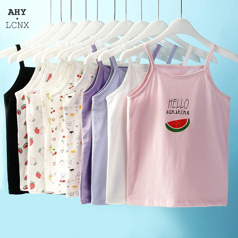 

Майка хлопковая для девочек, летняя, подходящая ко всему цветная