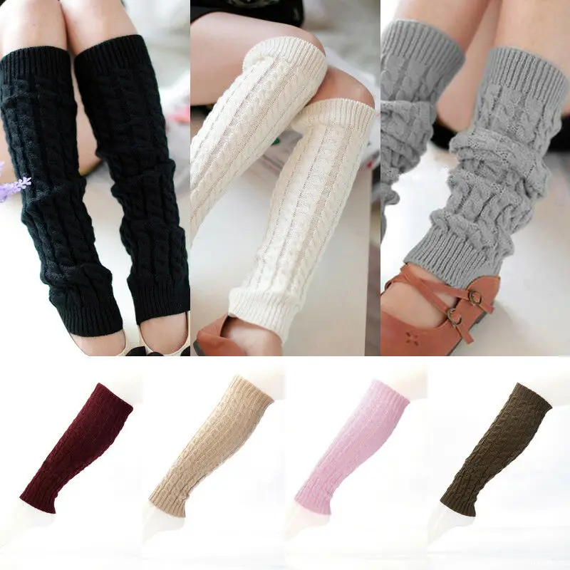1 Pair Women Leg Warmer Knit Solid Crochet Boot Socks Femme Warm Knee High Cuffs Toppers Winter Warmers Calcetines Mujer | Женская