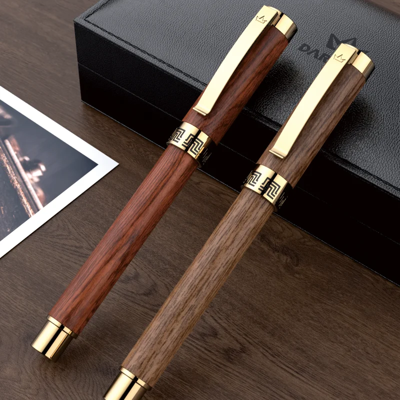 DARB New Wood Roller Ball Pen Walnut And Rosewood Business Office Writing Gifts Medium Point  Black  Refill Ballpoint Pens