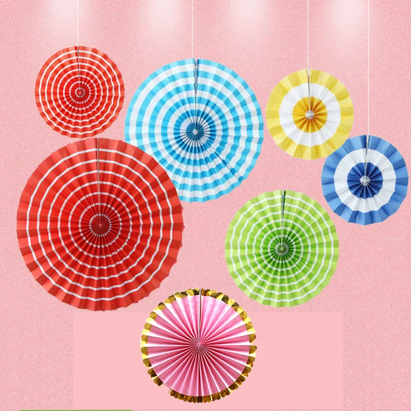 6 шт. бумажные веера Pinwheels Висячие цветочные поделки для детского дня рождения