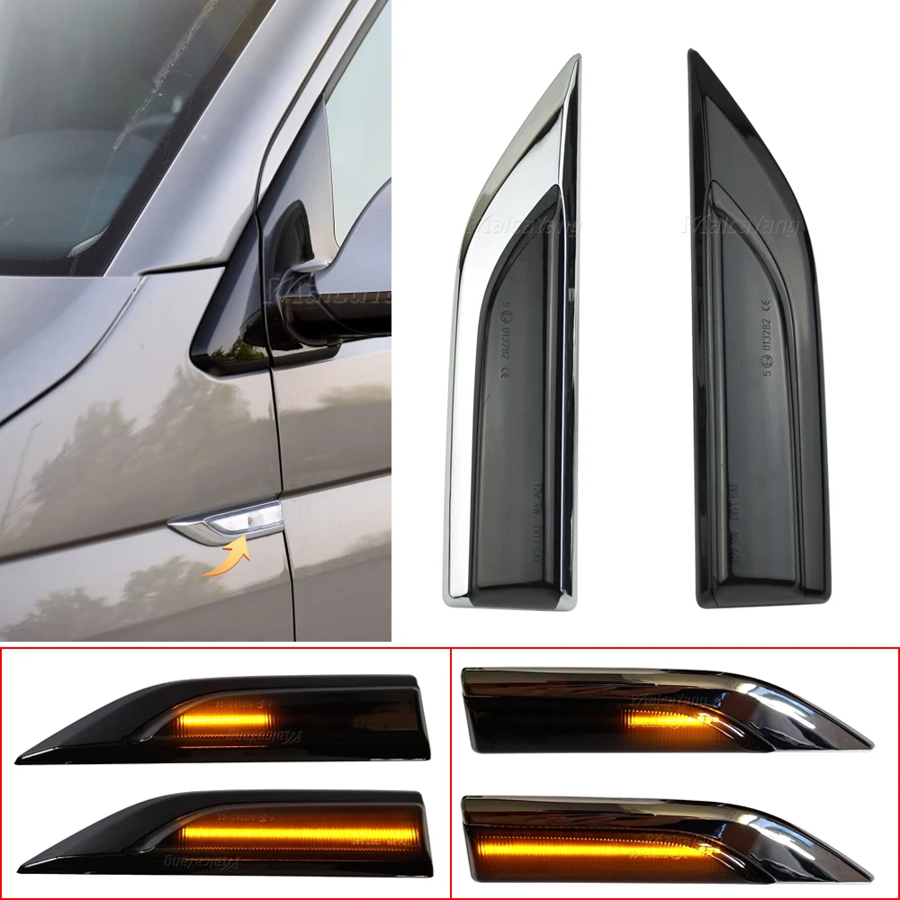 

For VW Transporter T6 Multivan Caddy MK4 2015-2019 LED Dynamic Side Marker Turn Signal Light Sequential Repeater Lamp