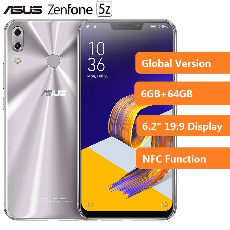 Распродажа ASUS Zenfone 5Z 4G Android смартфон 6 2 &quotSnapDragon 845 8 ГГц Восьмиядерный ГБ + 64 Гб 12 0 Мп