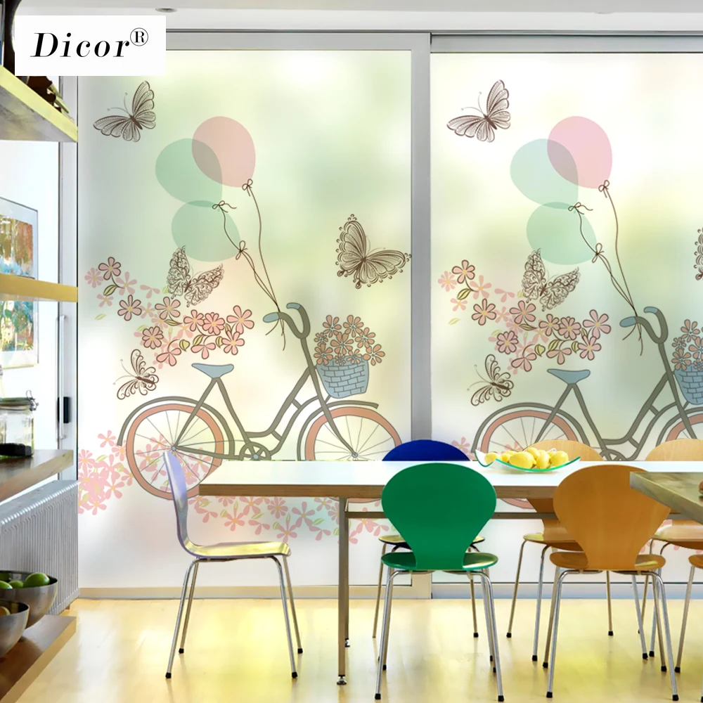 Frosted Glass Window Film Polyethylene Stickers Home Decor Decoration Stained Static Cling BLT1096 Bike | Дом и сад