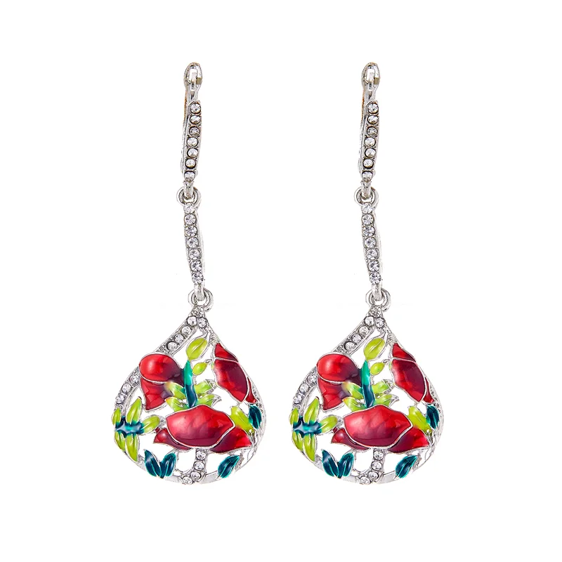 

Fashion Exquisite Drop-shaped Light Luxury Valentine's Day Gift Earrings Jewelry Small Fresh Flower Earrings Jewelry Wholesale