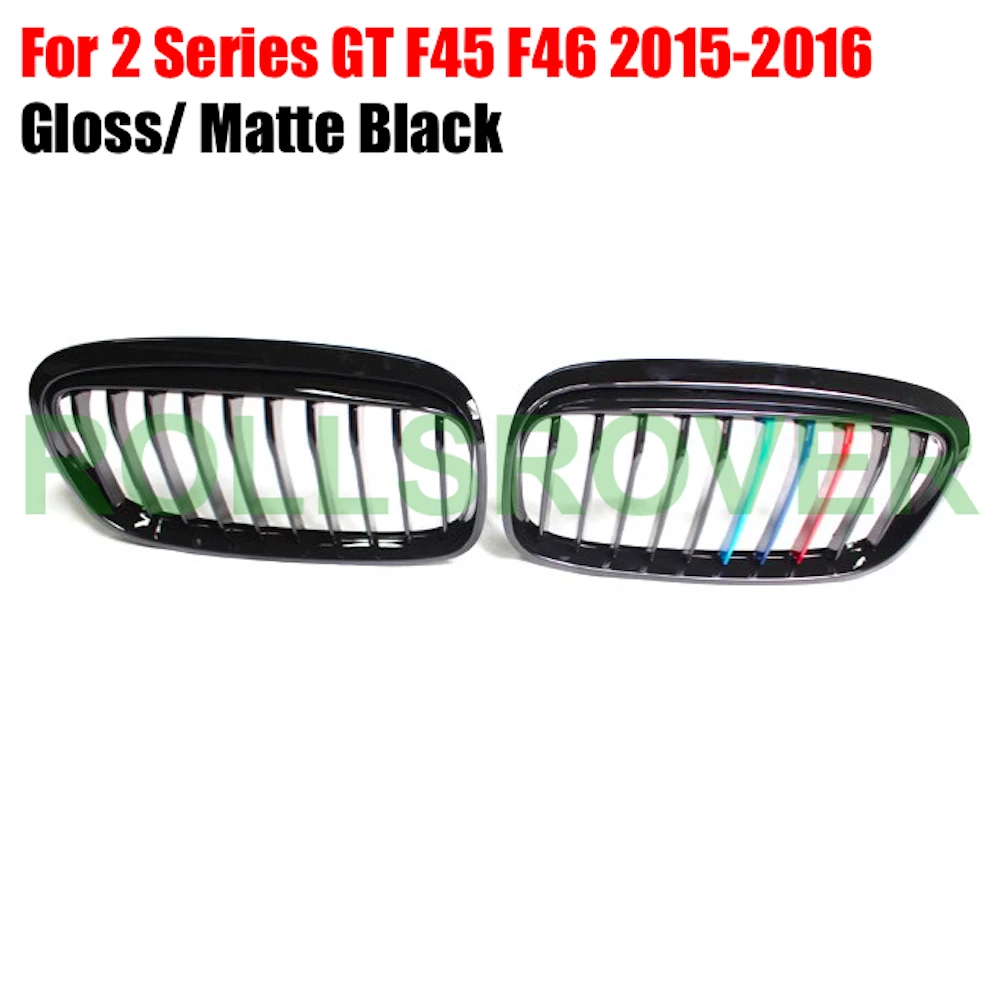 

ROLLSROVER Black ABS Front Bumper Grille Grill For 2 Series GT F45 F46 2015-2016 3 Colors Single Strip Car Styling