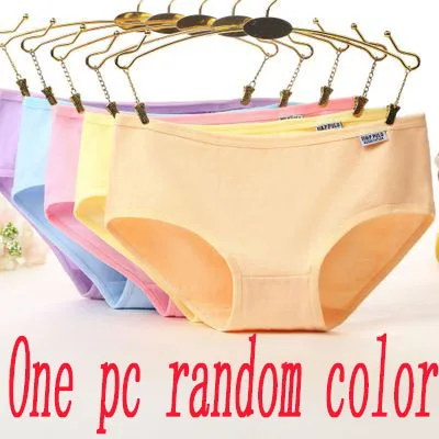 One Pc Random Color Женские трусы, нижнее белье для женщин, одноцветные хлопковые бесшовные трусы, мягкие сексуальные трусики, стринги, ropa interior femenina K001 - Цвет: One Pc Random Color