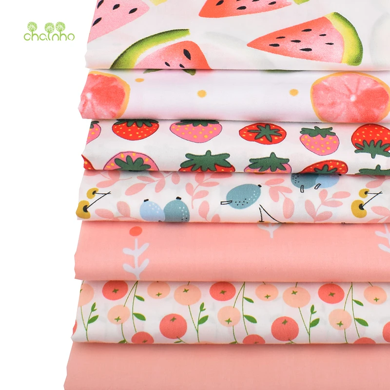 Серия розовых фруктов Chainho саржевая хлопчатобумажная ткань с принтом для сделай