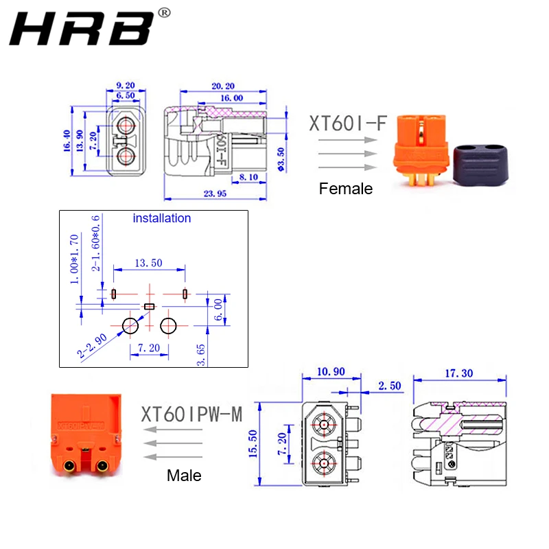 разъем amass xt60i xt60ipw женский женский 2 1