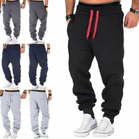 mens running pants casual loose hallen pants pocket fitness string elastic outdoors sports overalls pants long trousers pocket