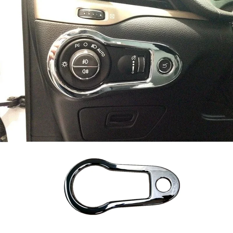 

For Jeep Cherokee KL 2014 2015 2016 2017 2018 ABS Chrome Car Headlamps Control Adjustment Button Switch Frame Cover Trim 1pcs