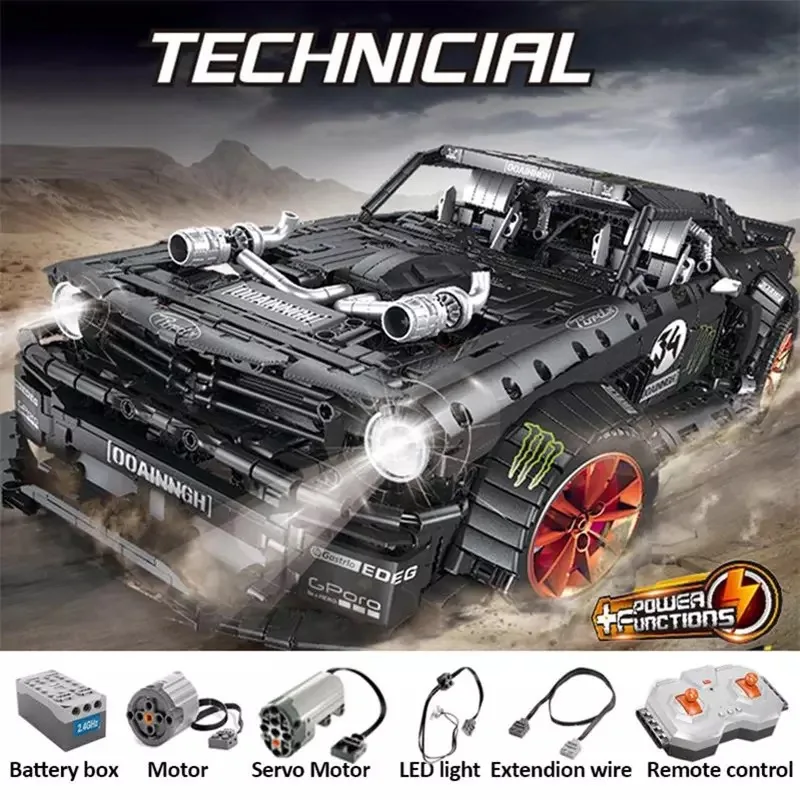 

In Stock 13108 technic Ford Mustang Hoonicorn Racing Car лег игѬђкTechnic MOC-22970 Building Block Bricks Toys Kids Gifts