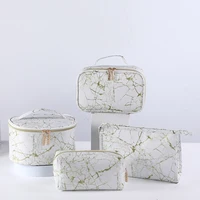 marble pattern women makeup bags portable travel cosmetic bag pu waterproof toiletries organizer storage