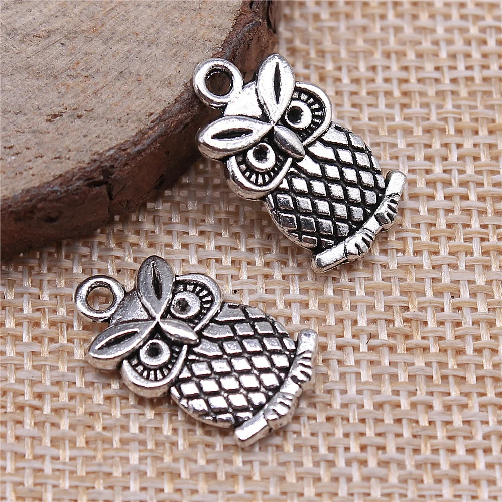 

WYSIWYG 10pcs 20x11mm Double Sided Owl Pendants Owl Charm Tibetan Silver Color Antique Bronze Color Owl Charms